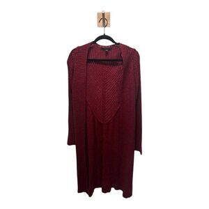 Fever Burgundy Duster Cardigan Sweater Knit Open Front Long Sleeve Small S‎